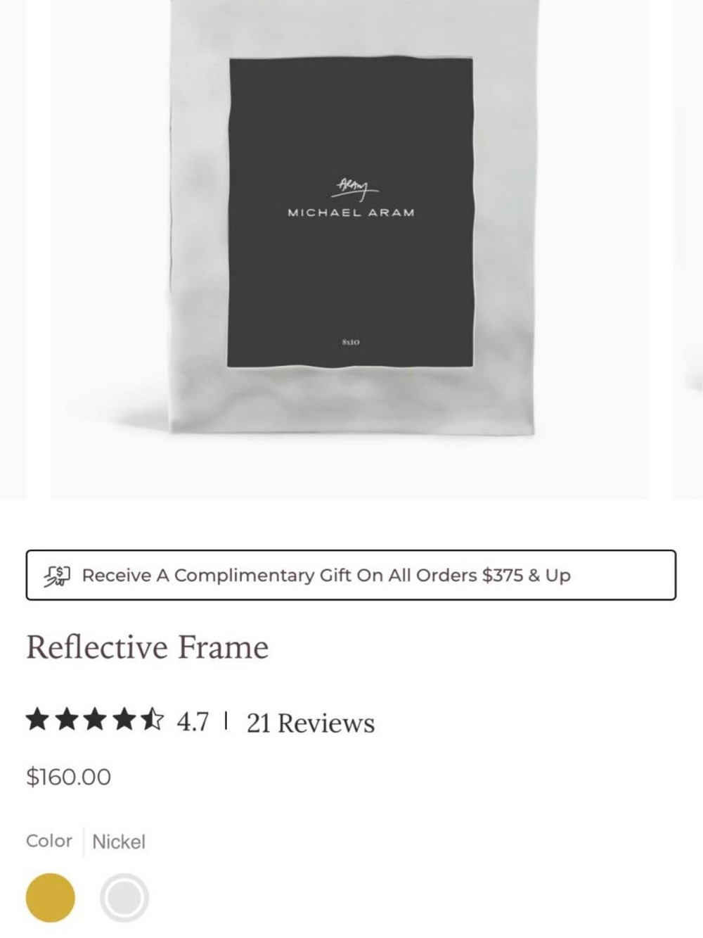 Michael Aram Silver Reflective Frame with Black Mat